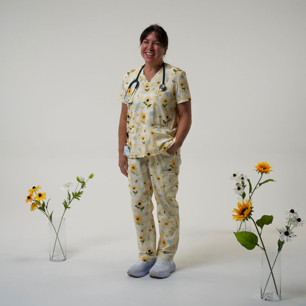 Sunflower Floral Scrub Set