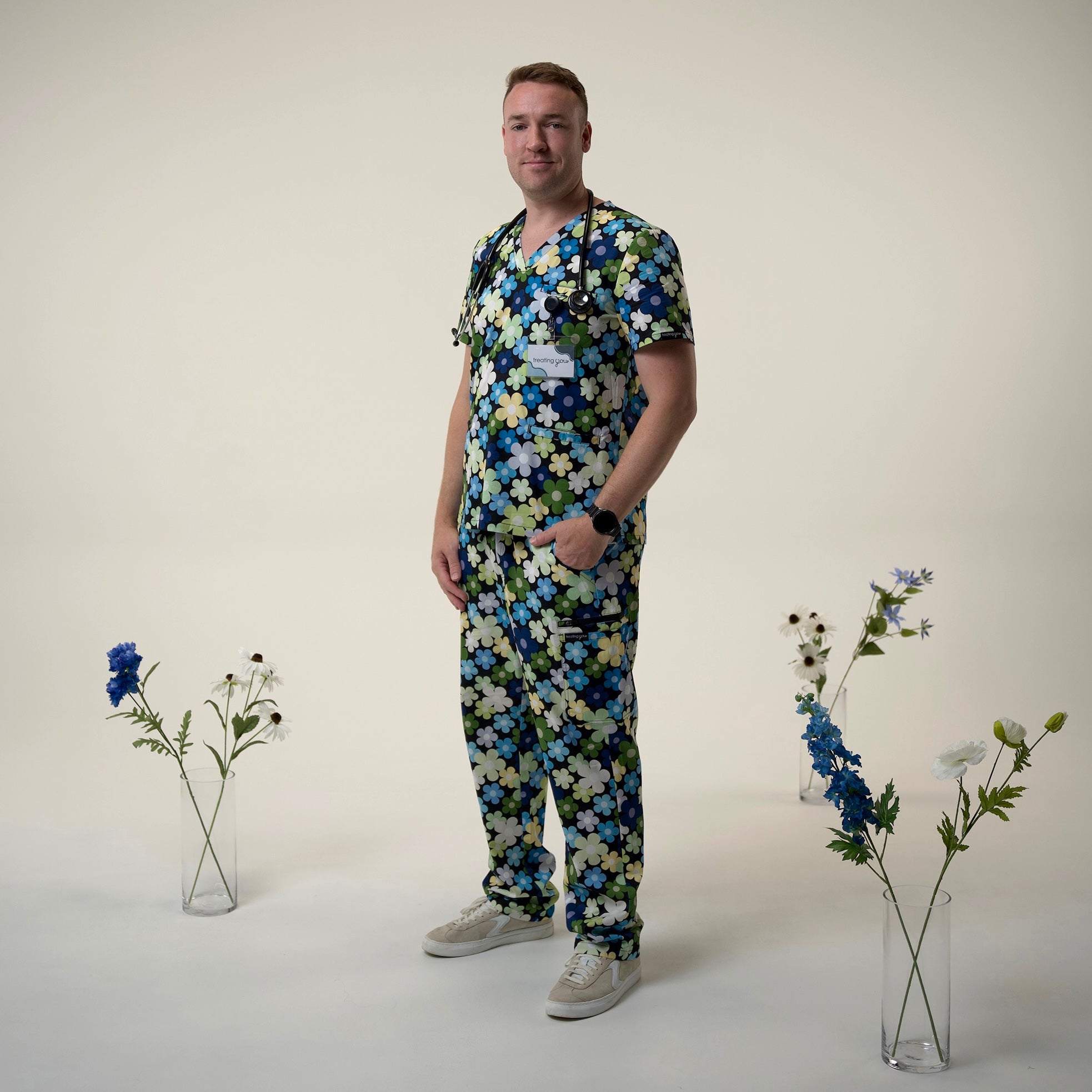 Midnight Floral Scrub Set
