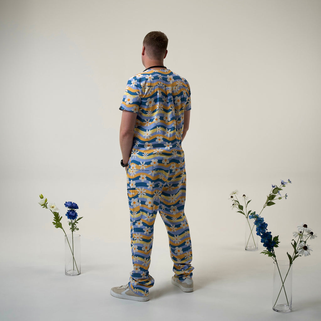 Blue Wave Floral Scrub Set