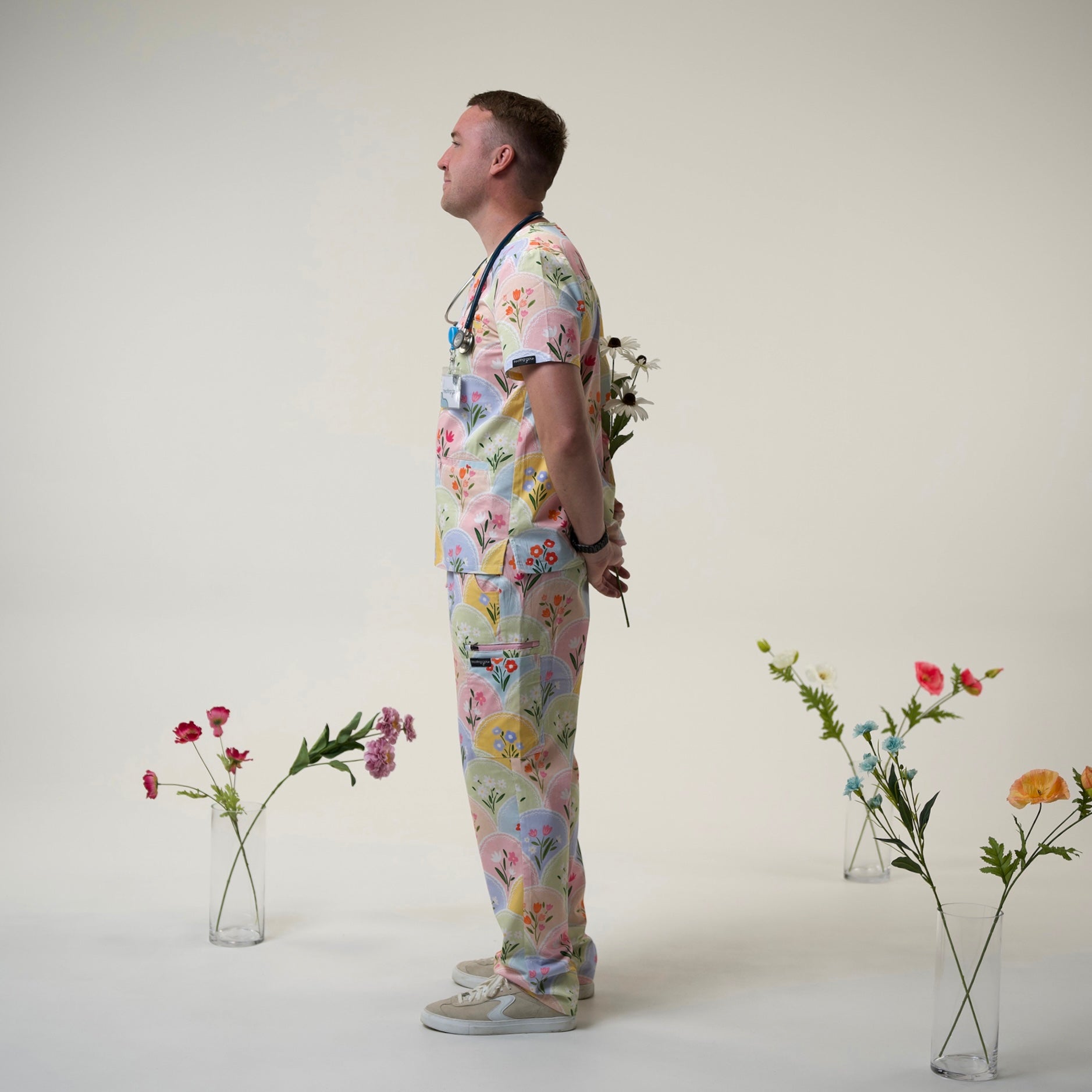 Pastel Floral Scrub Set