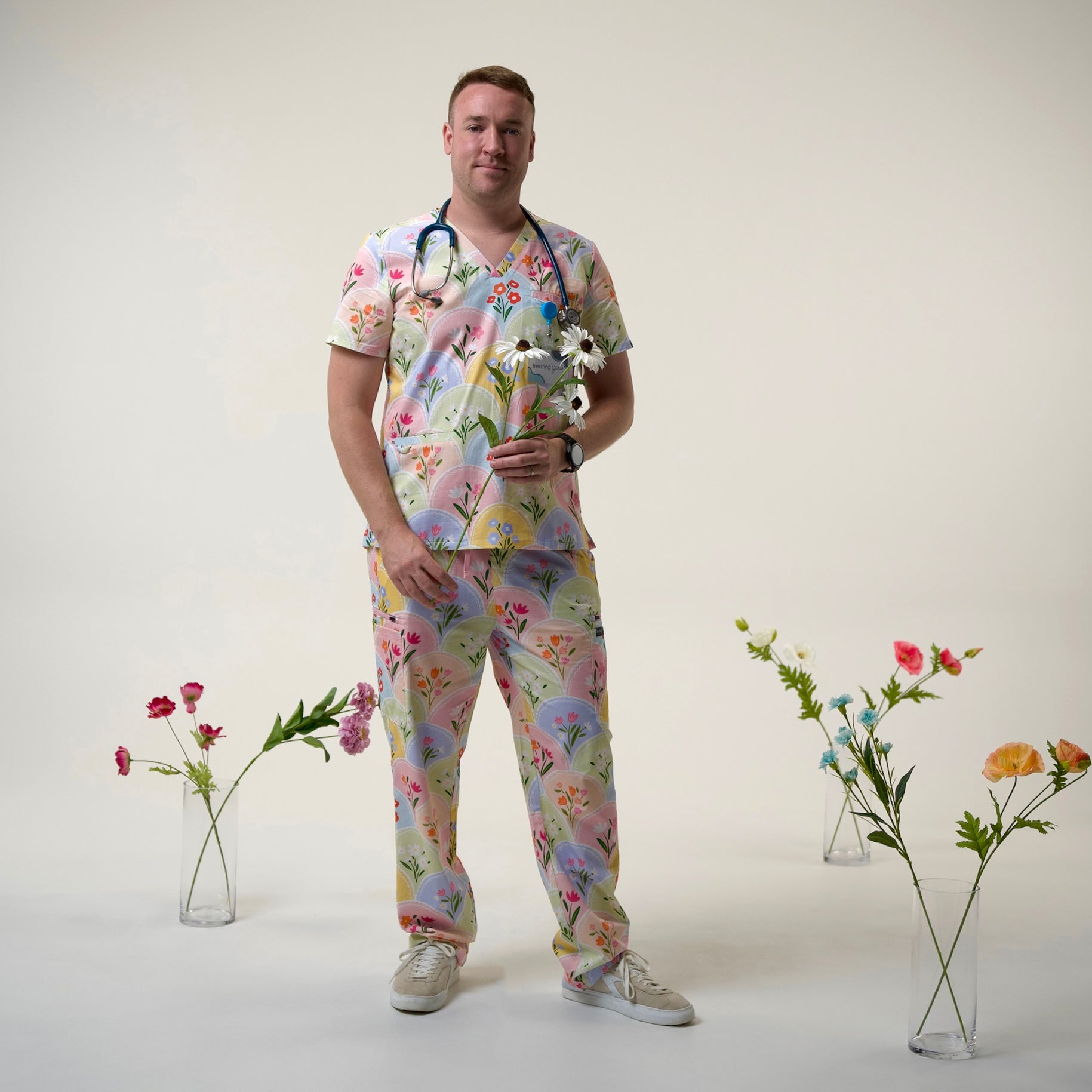 Pastel Floral Scrub Set