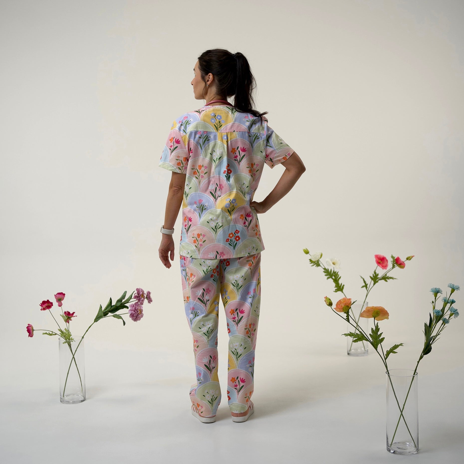 Pastel Floral Scrub Set