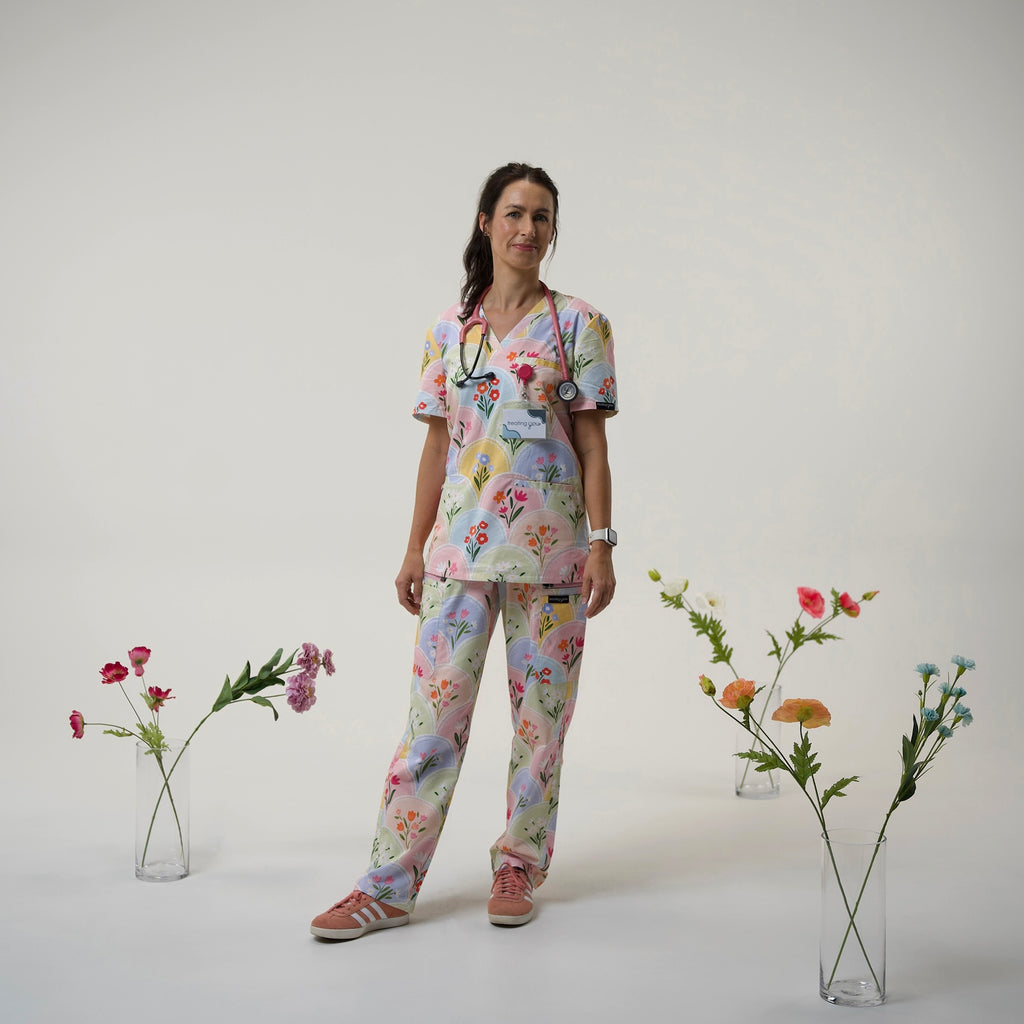 Pastel Floral Scrub Set