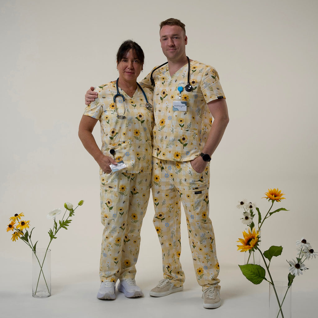 Sunflower Floral Scrub Set
