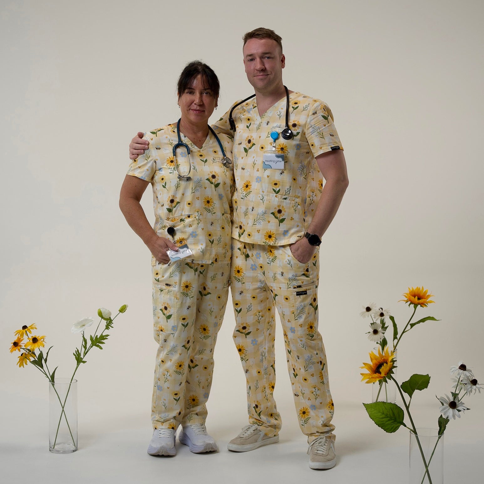 Sunflower Floral Scrub Set
